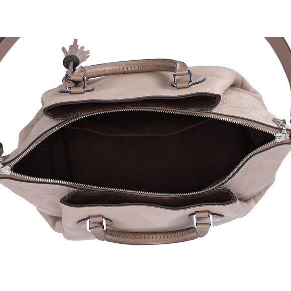 Louis Vuitton Haumea Mahina Satchel Handbag M55031 Galet Grey Leather Tassel - Picture 16 of 17